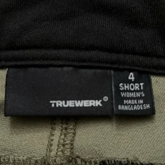 Truewerk Pants Womens 4 Short T2 WerkPant Stretch Work Cargo Utility Army Green - Picture 4 of 6
